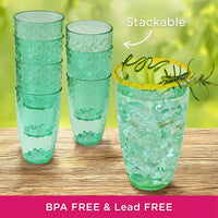 23 oz Hammered Teal Acrylic Cups, Set of 8