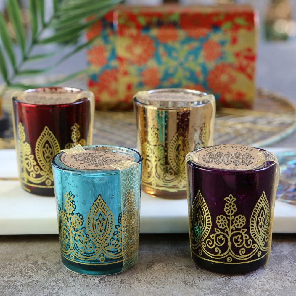 Indian Jewel Henna Votives - Assorted (Set of 4)