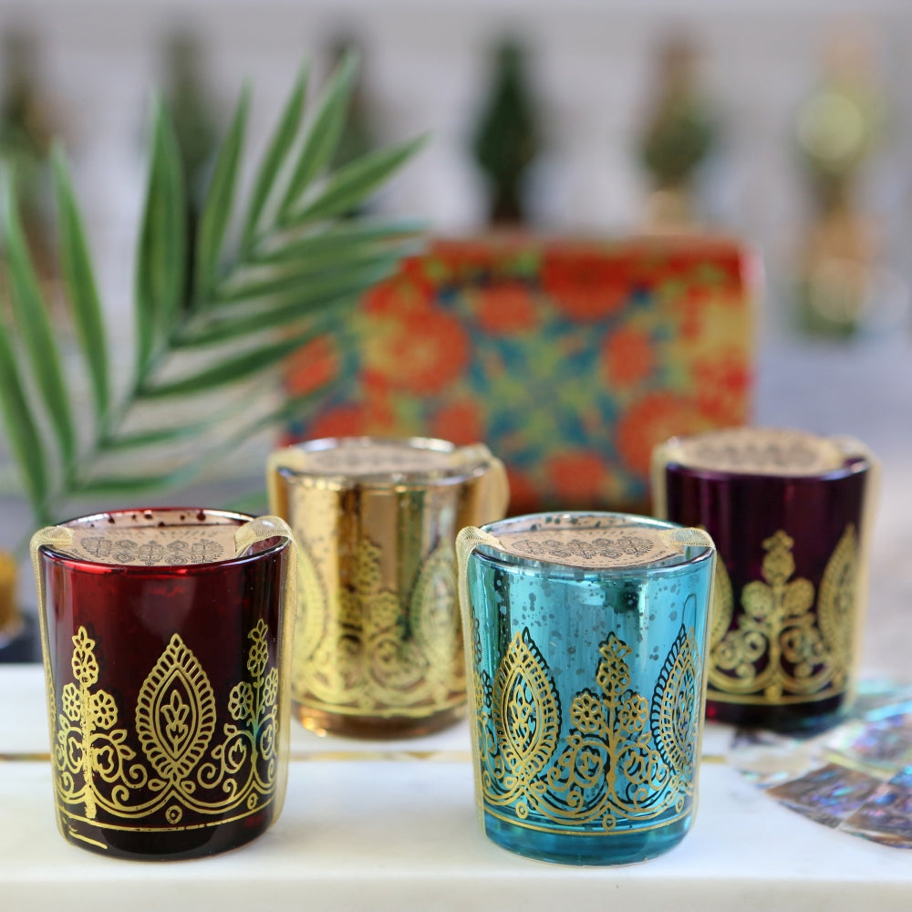 Indian Jewel Henna Votives - Assorted (Set of 4)