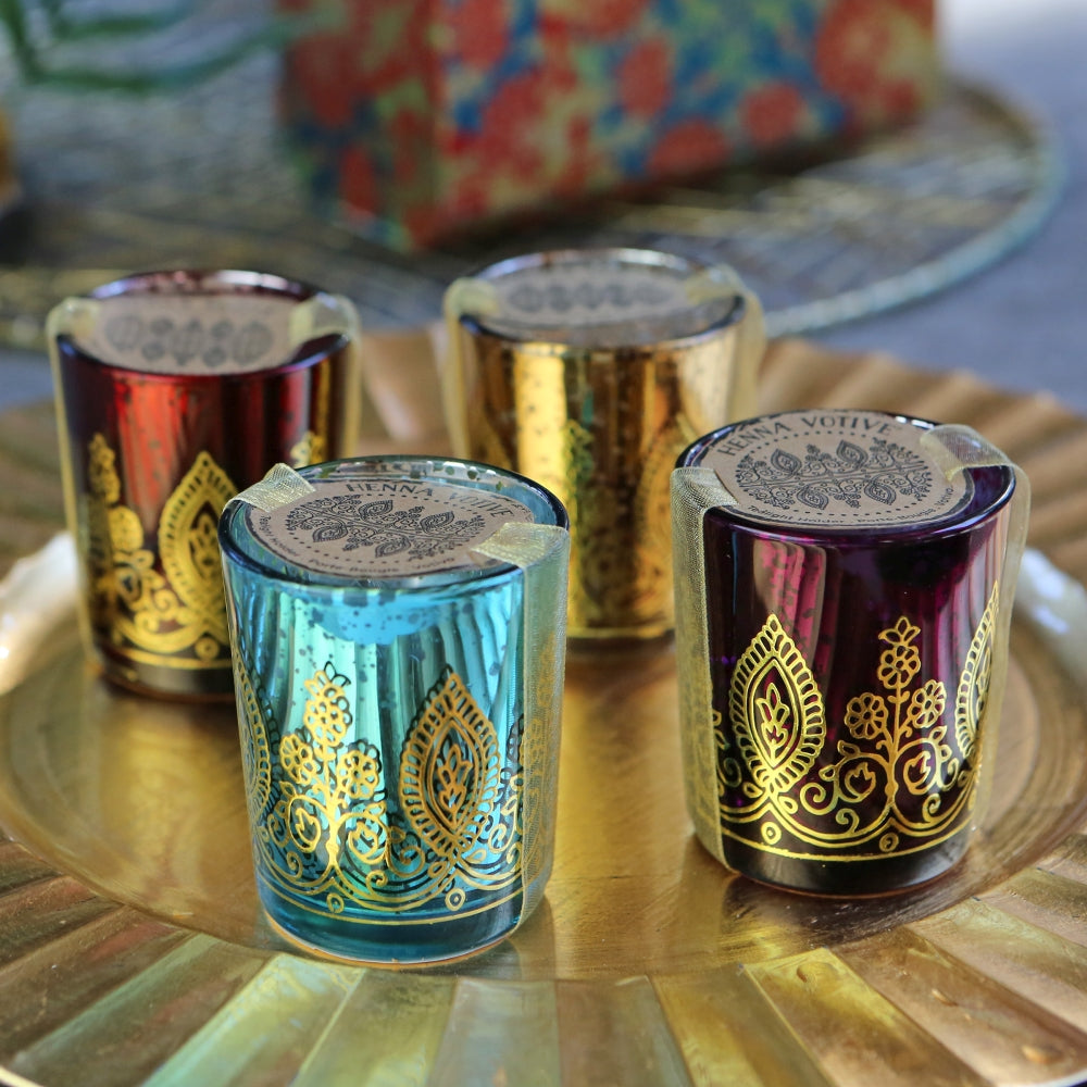 Indian Jewel Henna Votives - Assorted (Set of 4)