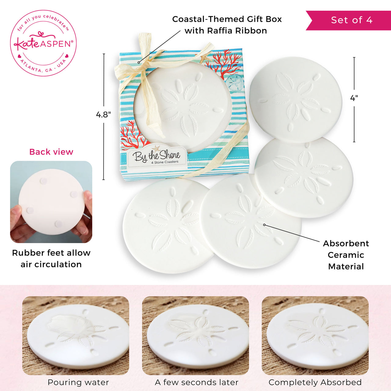 By the Shore Sand Dollar Drink Coaster Set of 4 - Alternate Image 5