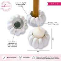 2-in-1 Pumpkin Tealight/Candlestick Holder (Set of 6) - White | Kate Aspen | Alt Image 6