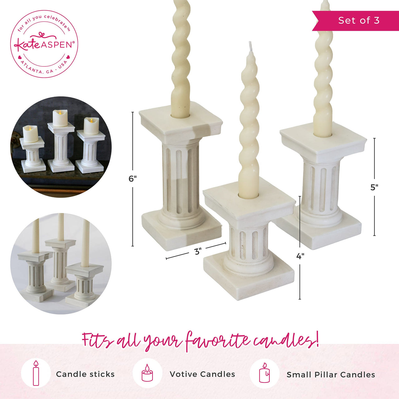 Greek Column Candle Stick/ Votive Holder - Alternate Image 6