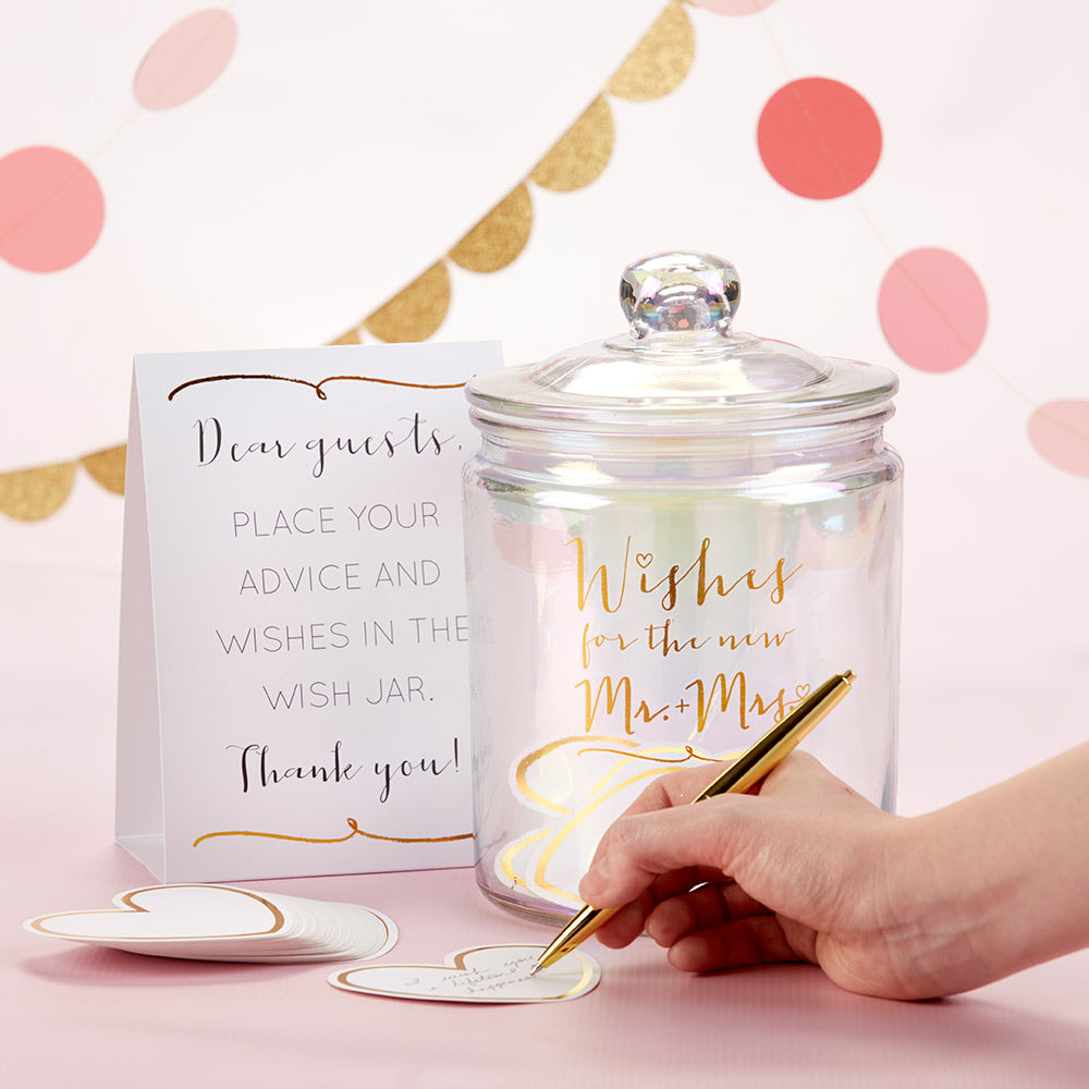Iridescent Wedding Wish Jar with Heart Shaped Cards