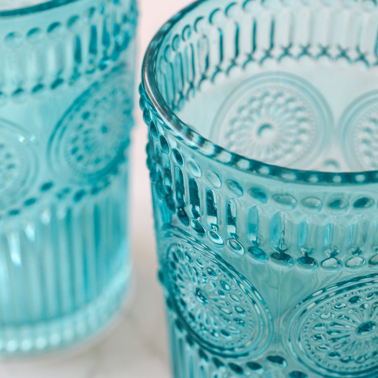 13 oz. Vintage Textured Aqua Blue Drinking Glasses (Set of 6) Alternate Image 7 Kate Aspen | Drinking Glasses