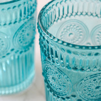Thumbnail for 13 oz. Vintage Textured Aqua Blue Drinking Glasses (Set of 6) Alternate Image 7 Kate Aspen | Drinking Glasses