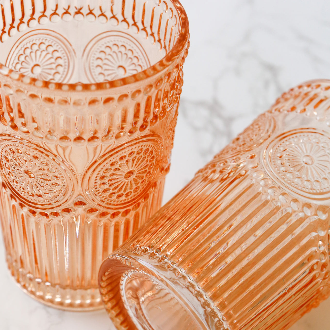 10 oz. Textured Beaded Rose Gold Old Fashion Drinking Glasses (Set of 6)