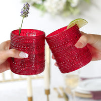 10 oz. Textured Beaded Red Old Fashion Drinking Glasses (Set of 6) Alternate Image 3 Kate Aspen | Drinking Glasses