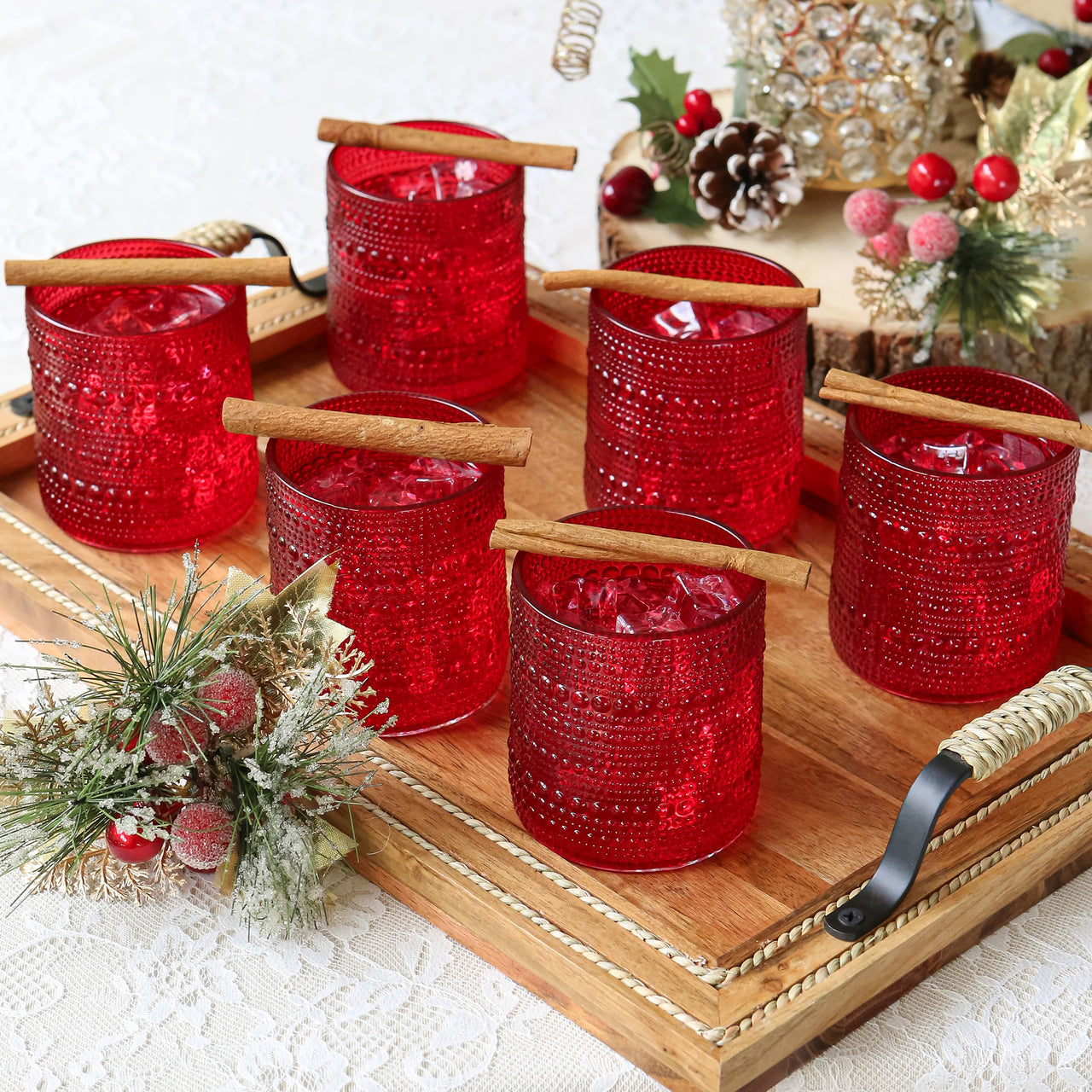 10 oz. Textured Beaded Rose Gold Old Fashion Drinking Glasses (Set of 6)