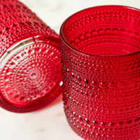 Thumbnail for 10 oz. Textured Beaded Red Old Fashion Drinking Glasses (Set of 6) Alternate Image 9 Kate Aspen | Drinking Glasses