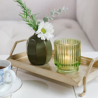 Ribbed Green Glass Votive Candle Holder (Set of 6) | Kate Aspen | Alt Image 3