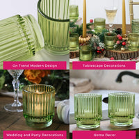 Ribbed Green Glass Votive Candle Holder (Set of 6) | Kate Aspen | Alt Image 5
