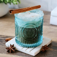 10 oz. Ribbed Retro Arch Floral Aqua Blue Drinking Glasses (Set of 6)
