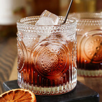 10 oz. Ribbed Retro Arch Floral Clear Drinking Glasses (Set of 6)