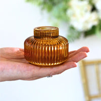 2-In-1 Fluted Amber Glass Taper Candlestick Candle Holders (Set Of 4)