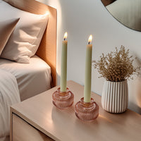 2-In-1 Fluted Rose Gold Glass Taper Candlestick Candle Holders (Set Of 4)