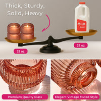 2-In-1 Fluted Rose Gold Glass Taper Candlestick Candle Holders (Set Of 4)