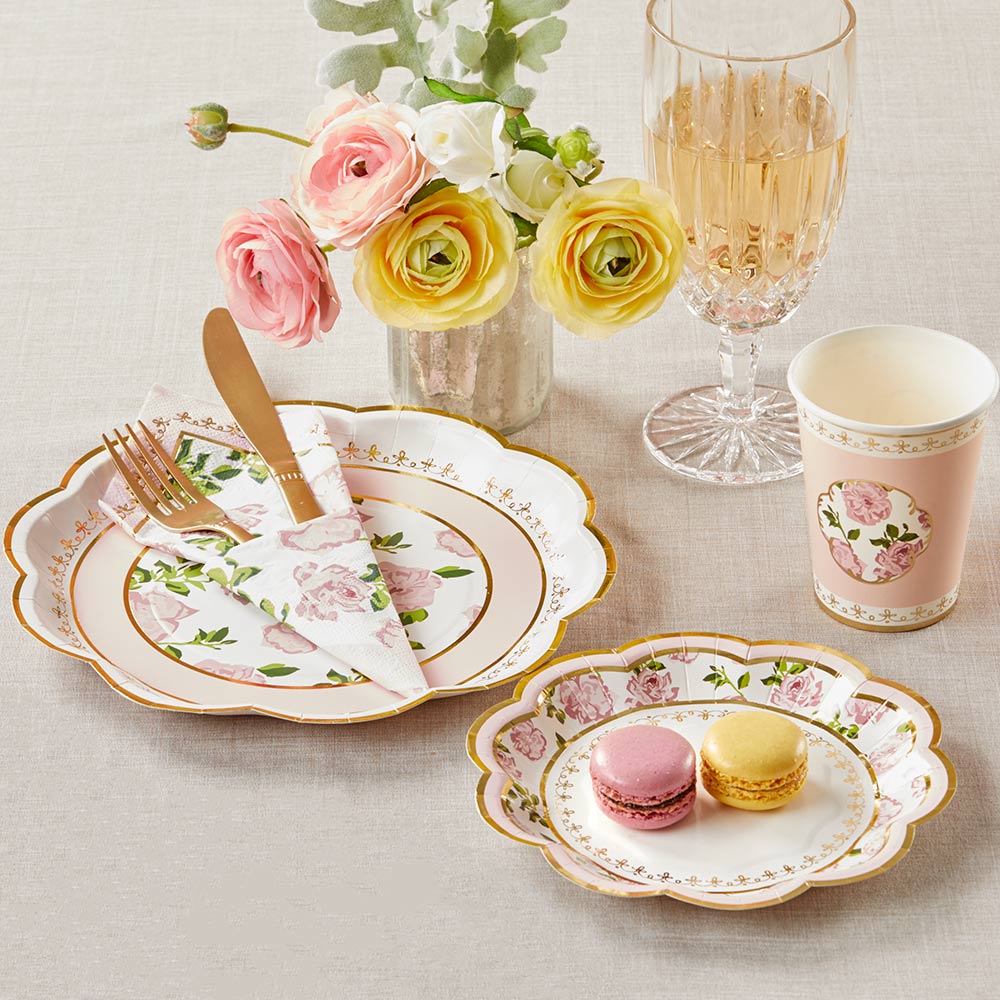 Pink Floral Tea Party 62 piece Tableware Set (16 guests) | 00263NA-KIT