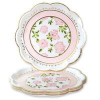 Tea Time Whimsy 9 in. Premium Paper Plates - Pink (Set of 16)