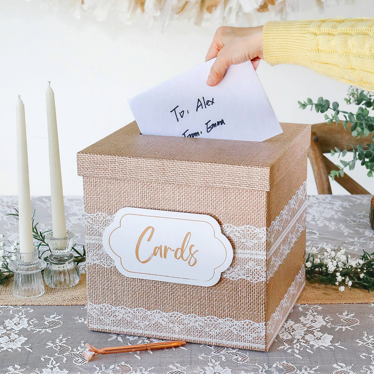 Rustic Elegance Wedding and Party Card Box - Burlap and Lace Alternate Image 4 Kate Aspen | Card Box