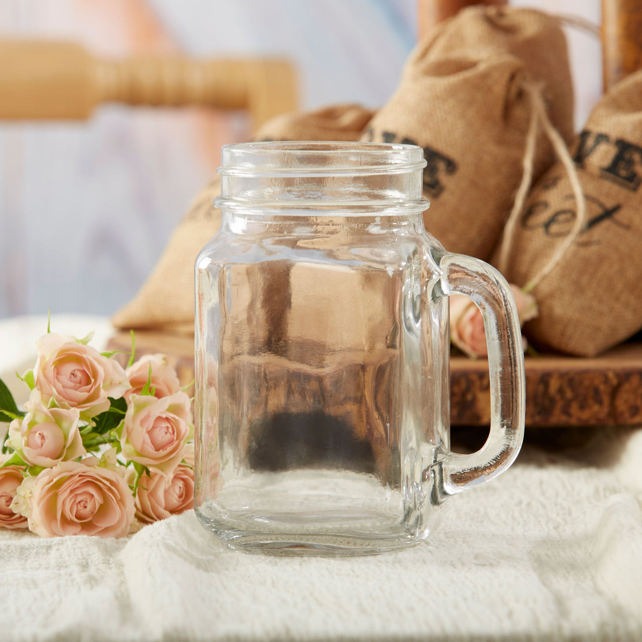 Vintage Mason Jar Mugs Glass Drinking Jars With Handles & Lids 16