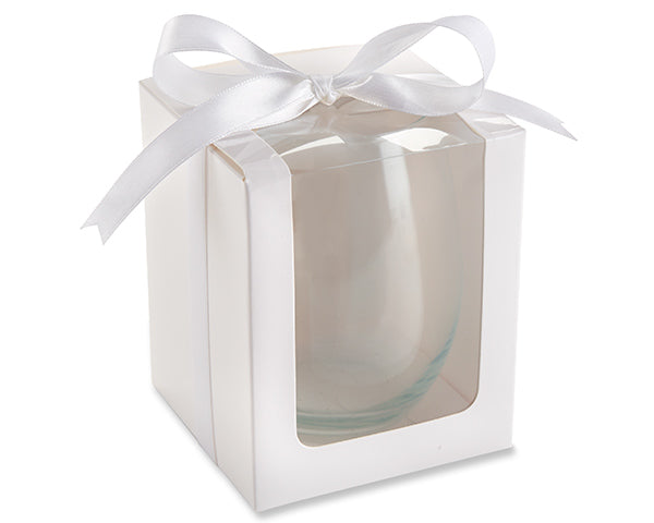 White 15 oz. Glassware Gift Box with Ribbon