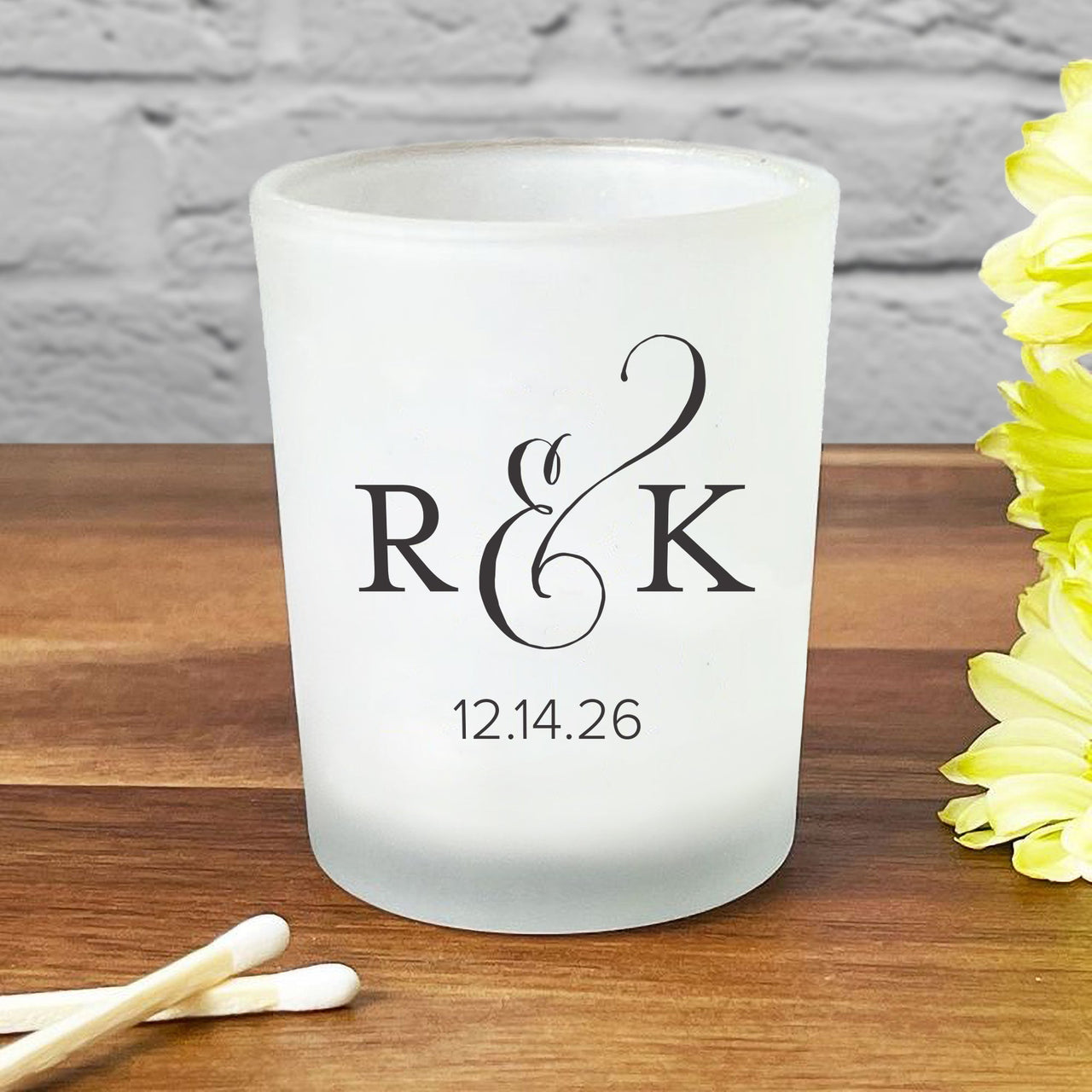 Personalized Filled Candle  Frosted Glass Votive Holder