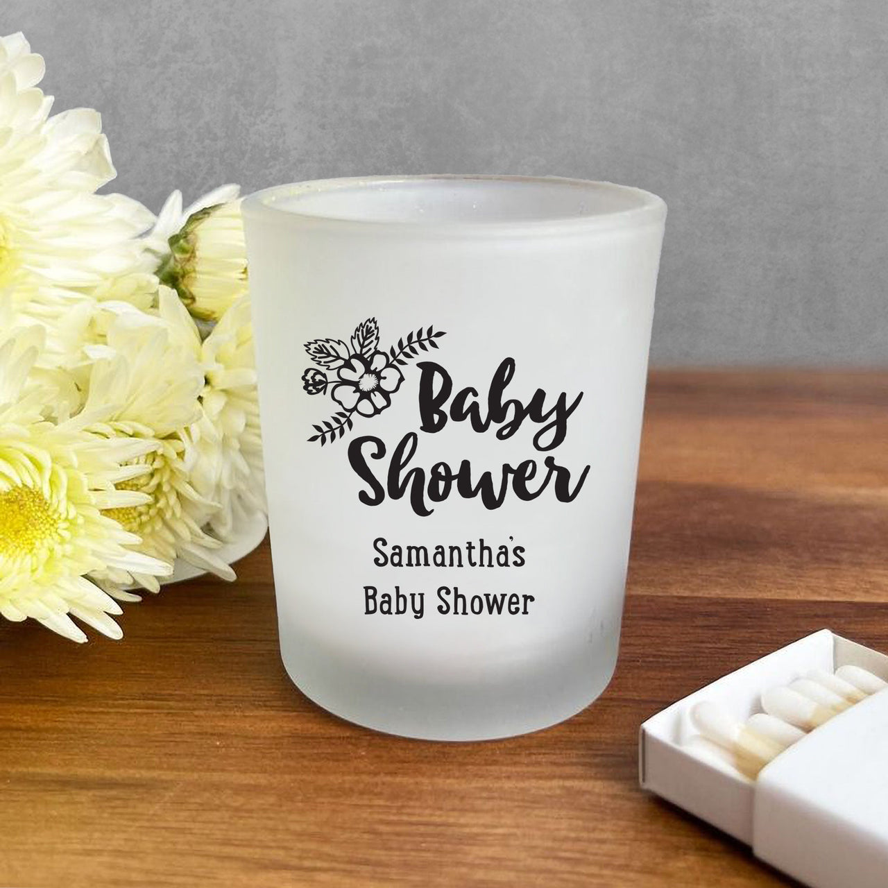 Personalized Filled Candle  Frosted Glass Votive Holder