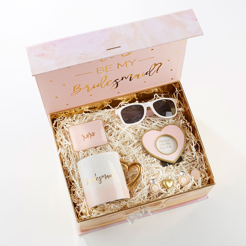 Pink & Gold Will You Be My Bridesmaid Kit Gift Box Main Image, Kate Aspen | Gift Box