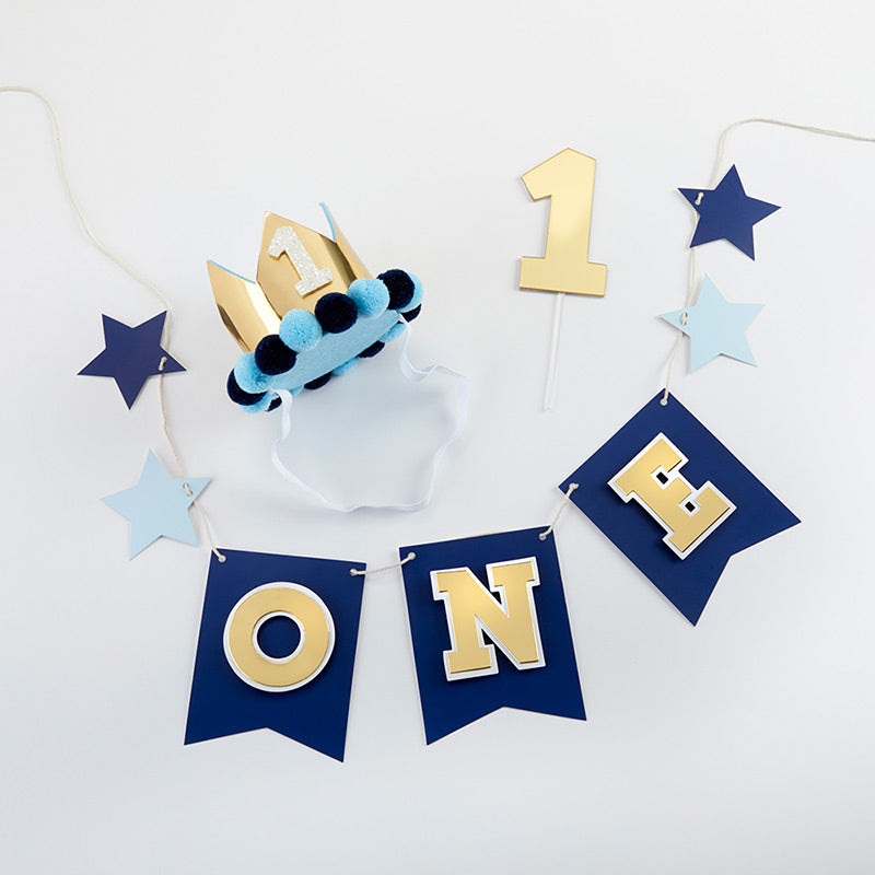 Blue & Gold 1st Birthday Decor Kit