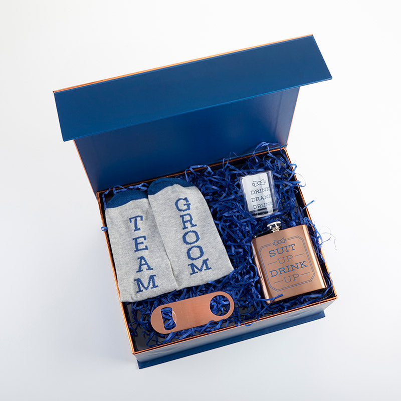 Navy & Copper Will You Be My Groomsman Kit Gift Box
