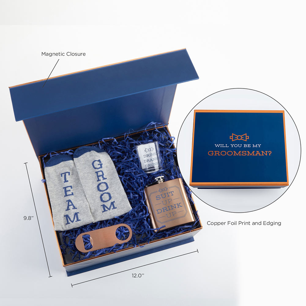 Navy & Copper Will You Be My Groomsman Kit Gift Box