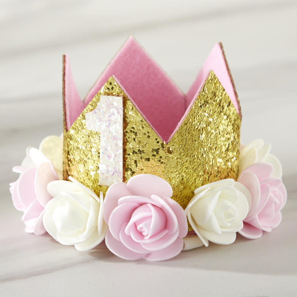 Way to Celebrate 4.5 x 5.5 Gold Glitter Happy Birthday Cake Topper - Each