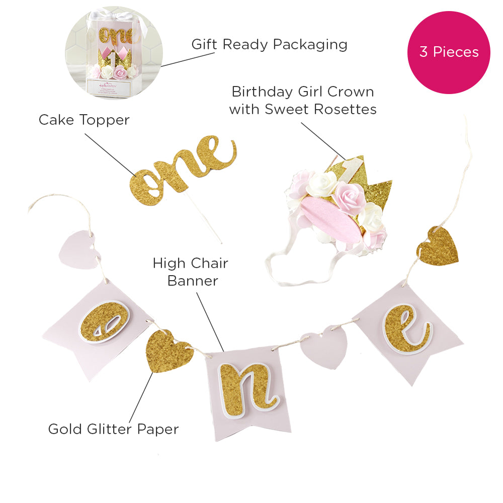 Gold Glitter 1st Birthday Décor Kit Alternate Image 6, Kate Aspen | Party Kit