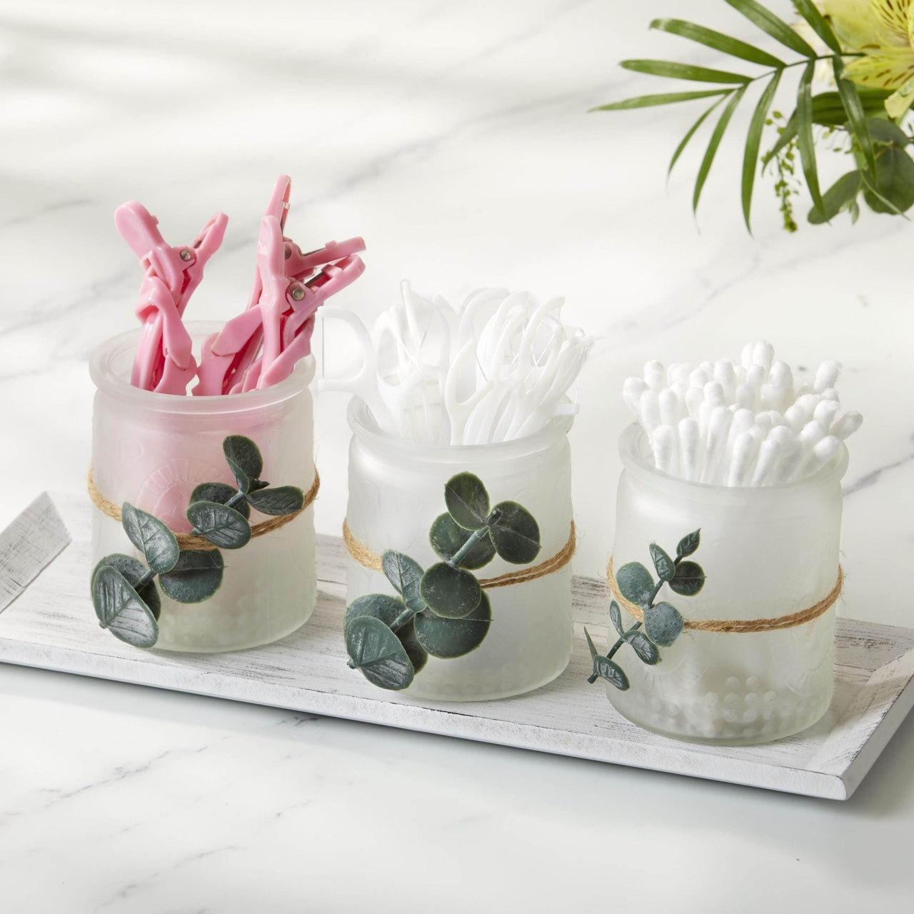 4 Piece Frosted Votive & Tray Set Alternate Image 3, Kate Aspen | Votive