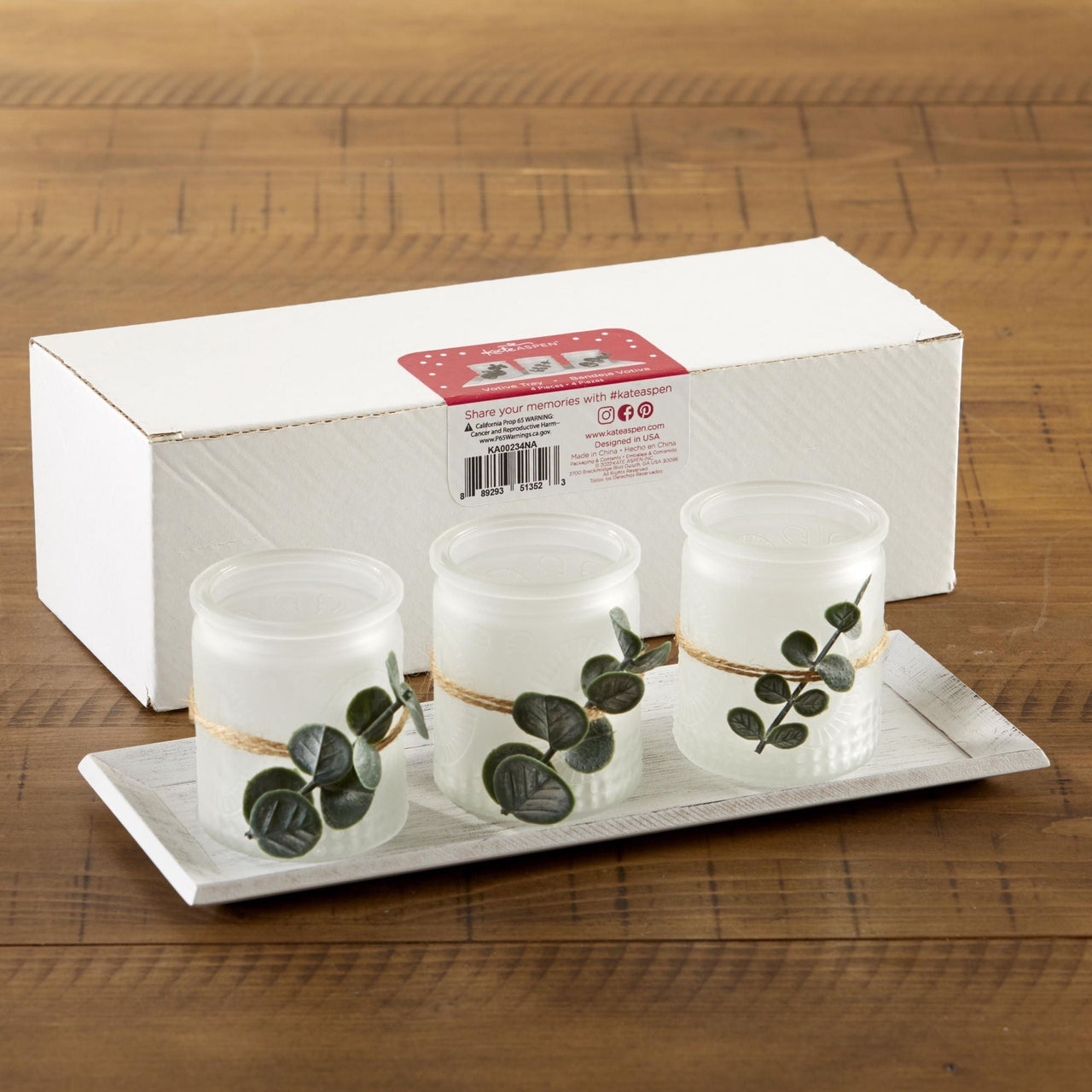 4 Piece Frosted Votive & Tray Set Alternate Image 5, Kate Aspen | Votive