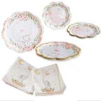 Thumbnail for Elephant Baby Shower 62 Piece Party Tableware Set - Pink (16 Guests) Main Image, Kate Aspen | Tableware