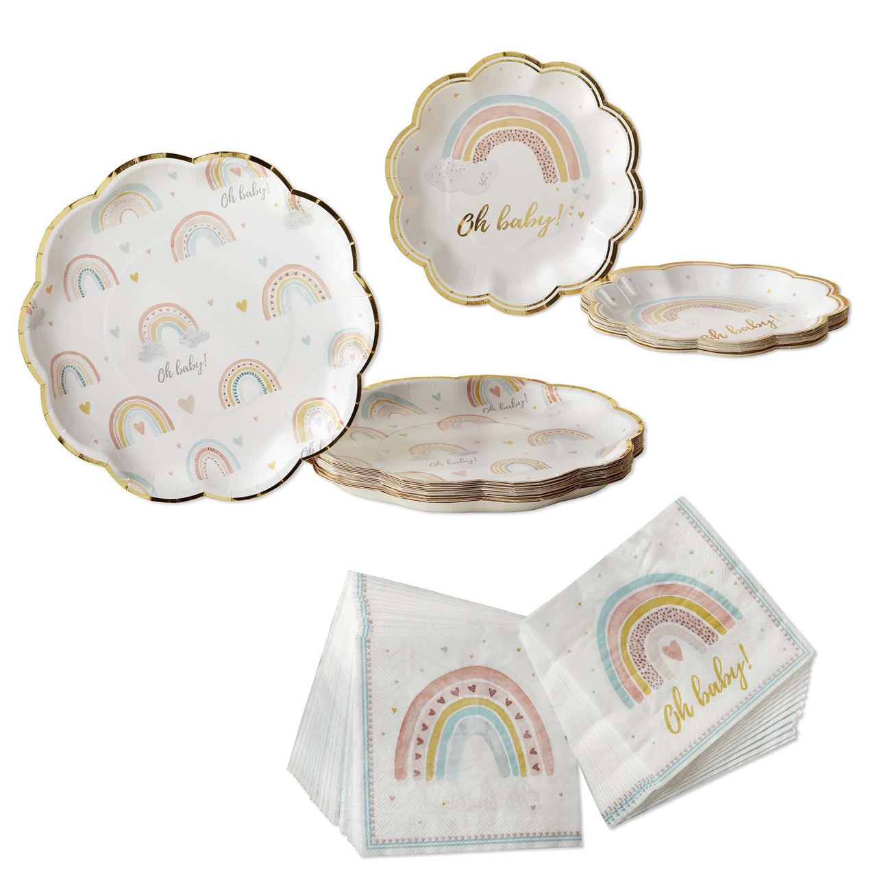 Boho Rainbow Baby 62 Piece Party Tableware Set (16 Guests) Main Image, Kate Aspen | Tableware