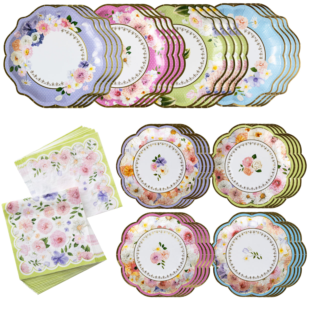 156 Pc. Tie-Dye Swirl Disposable Tableware Kit for 24 Guests