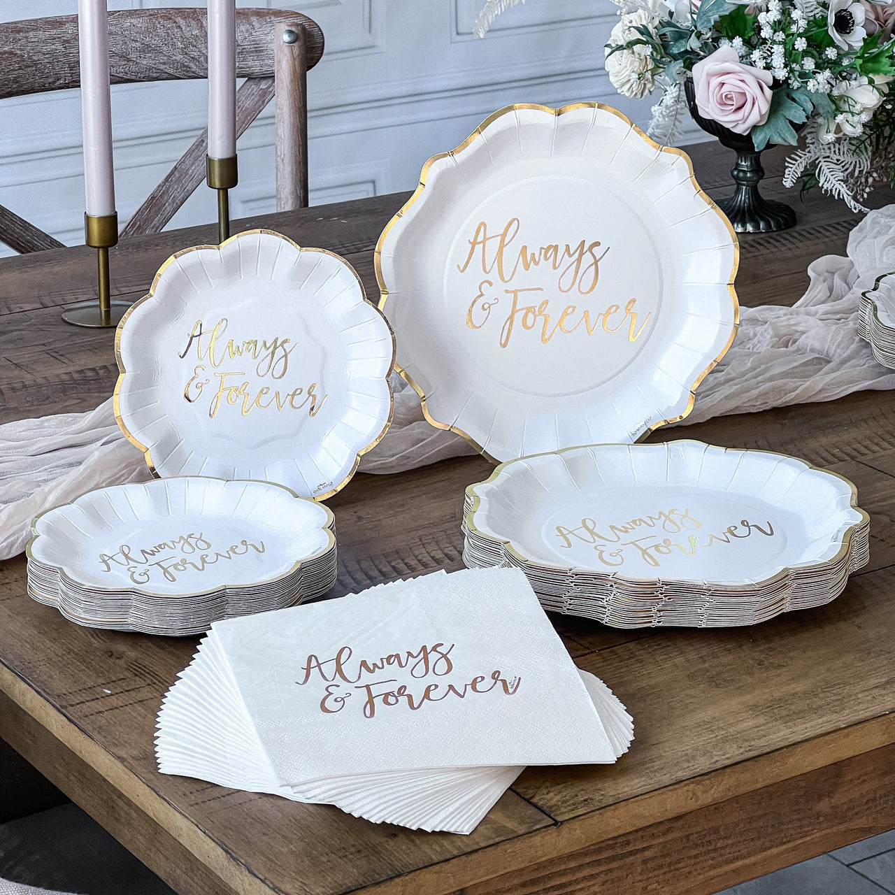Always & Forever 72 Piece Party Tableware Set (24 Guests) Main Image, Kate Aspen | Party Kit