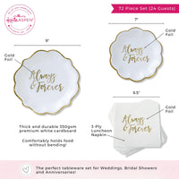Thumbnail for Always & Forever 72 Piece Party Tableware Set (24 Guests) Alternate Image 6, Kate Aspen | Party Kit