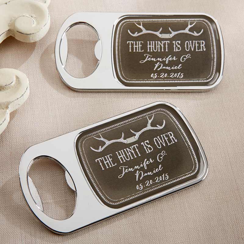 Personalized Silver Bottle Opener - The Hunt Is Over