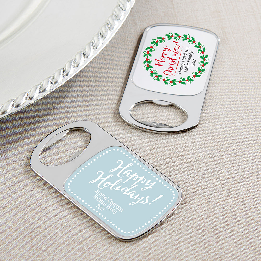 Personalized Silver Bottle Opener - Holiday Main Image, Kate Aspen | Bottle Openers
