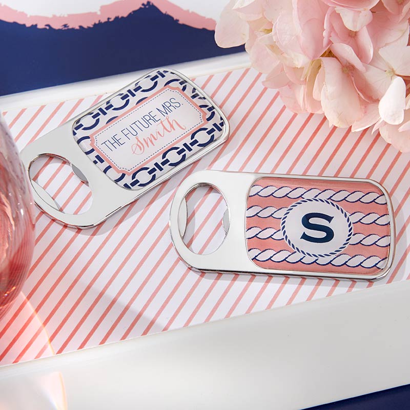Personalized Silver Bottle Opener - Nautical Bridal Shower