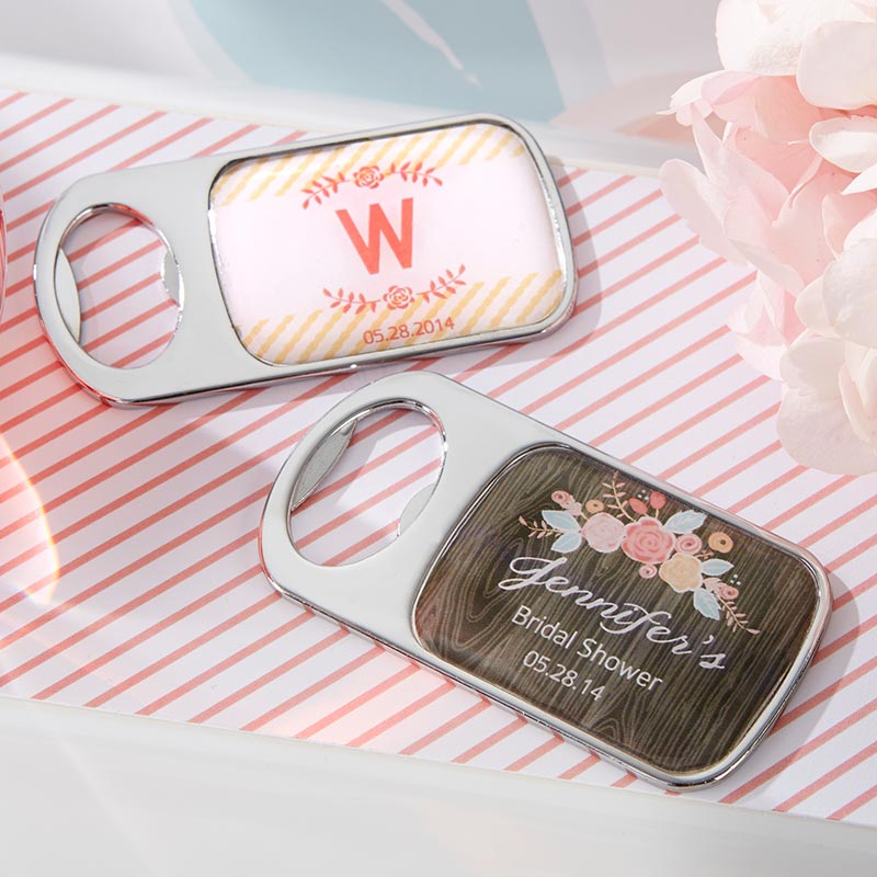 Personalized Silver Bottle Opener - Rustic Bridal Shower