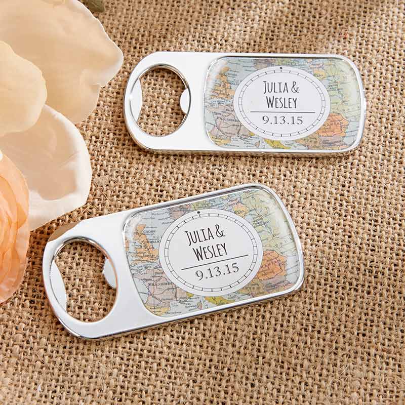 Personalized Silver Bottle Opener - Travel & Adventure