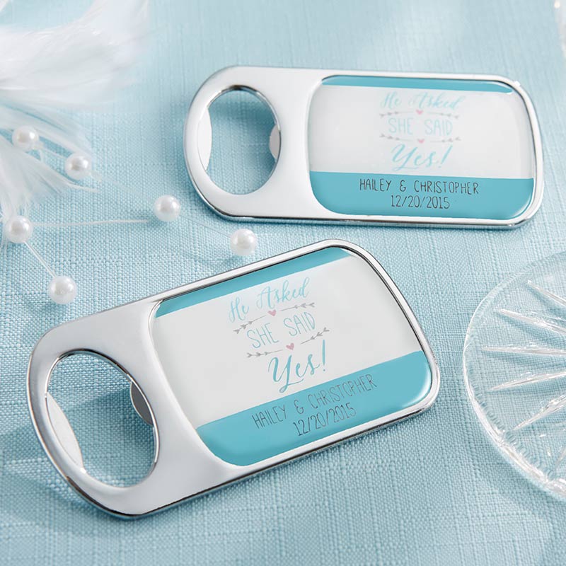 Personalized Silver Bottle Opener - He Asked, She Said Yes
