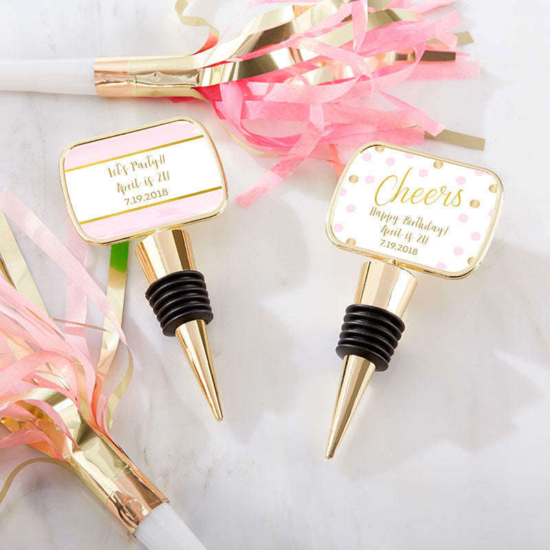 Personalized Gold Bottle Stopper - Birthday For Her