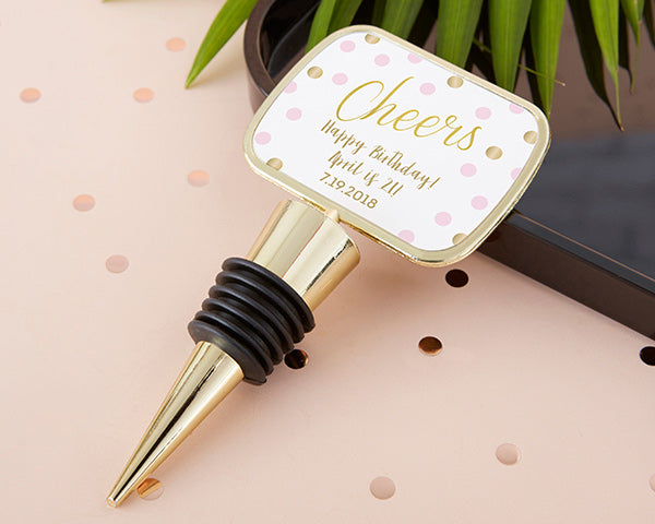 Personalized Gold Bottle Stopper - Birthday For Her