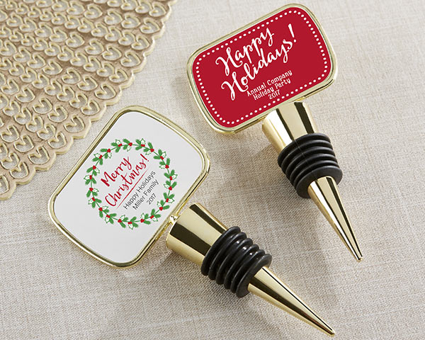 Personalized Gold Bottle Stopper - Holiday Alternate Image 2, Kate Aspen | Bottle Stoppers